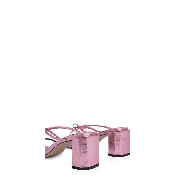 NEW BY FAR women's june leather sandals in pink metallic - Picture 3 of 4